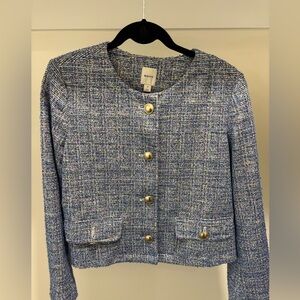 Maeve Multicolor Metallic Tweed Blazer with Gold Buttons